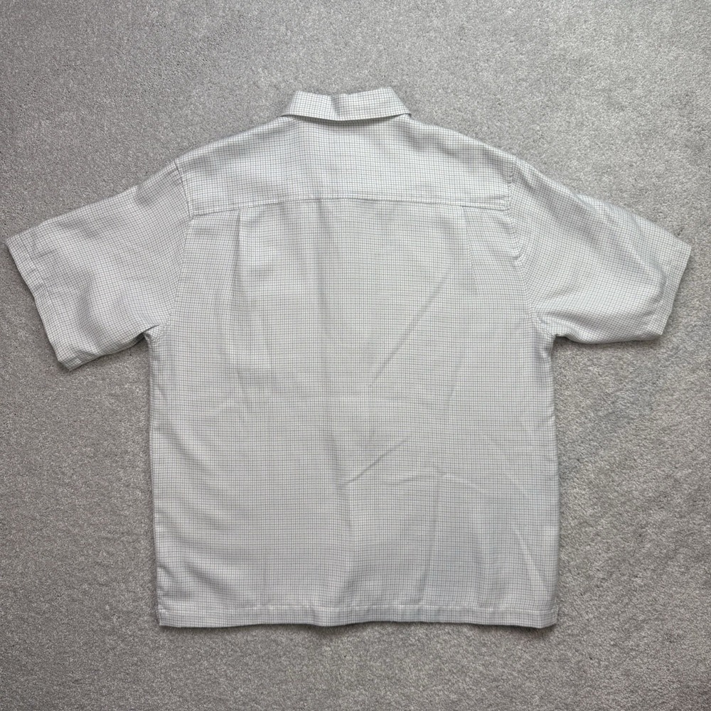 Quiksilver Mens L White Micro Check Short Sleeve Button Up Shirt Surf - Picture 2 of 7